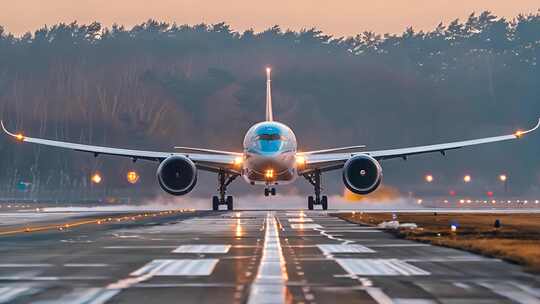 飞机客机起飞飞行降落飞机场空客ai素材原