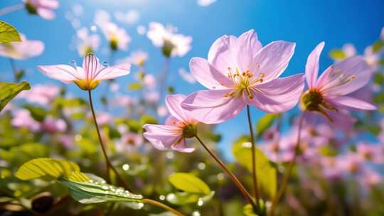 郁金香玫瑰花格桑花海唯美特写画面