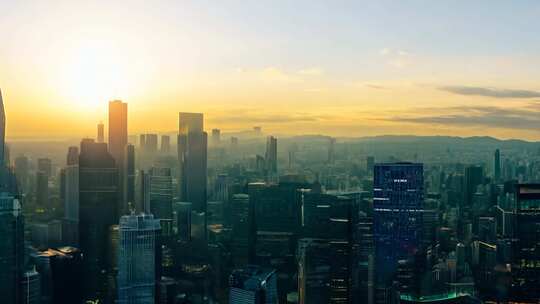 城市高楼日出全景