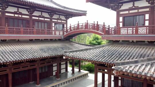 中国寺庙古建筑航拍垂直升高空镜实拍