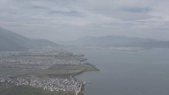 4k航拍大理喜洲洱海苍山看稻田D-Log格式