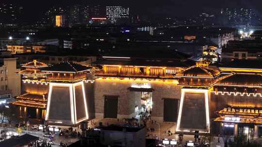 许昌曹魏古城夜景视频素材模板下载