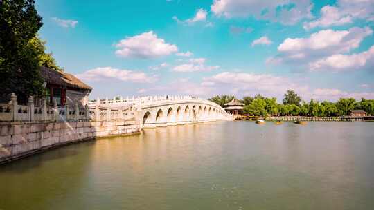 北京_颐和园_十七孔桥_文化景点_延时视频素材模板下载