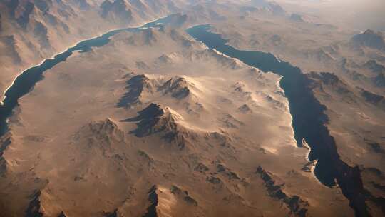 航拍地球山脉地形和沙漠