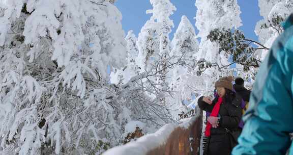 高清实拍瓦屋山冬天雪景雪山森林