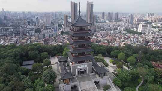 广东佛山魁星阁地标建筑航拍