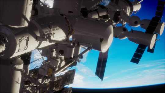 围绕地球飞行的空间站【4K】视频素材模板下载