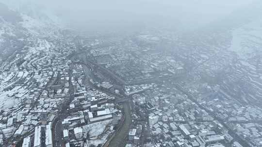 阿坝州松潘古城雪景素材