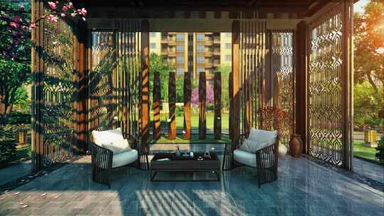 3D三维小区园林配套新中式园林景观