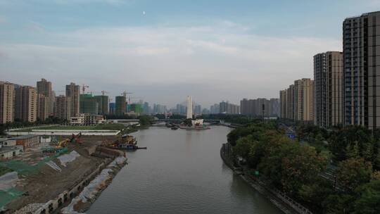 杭州京杭大运河航拍视频视频素材模板下载