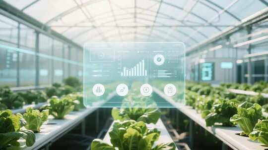 温室大棚内的水培蔬菜种植