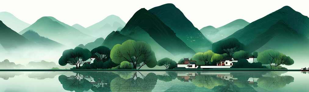 中式山水风景画面