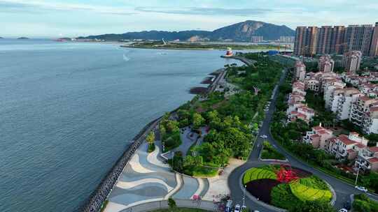 航拍福建厦门湾漳州港卡达凯斯