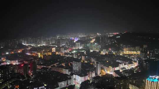 四川达州城市大景夜景灯光航拍