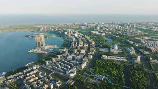 建设中的上海临港新城建筑航拍