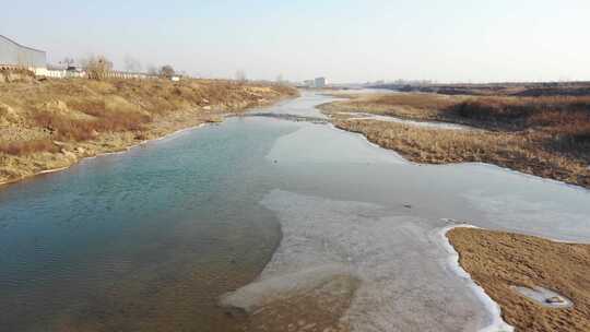 航拍 河流 小溪 水 水流 小河