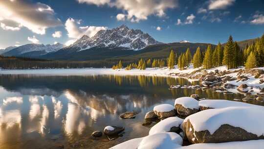 雪山湖泊森林自然风光