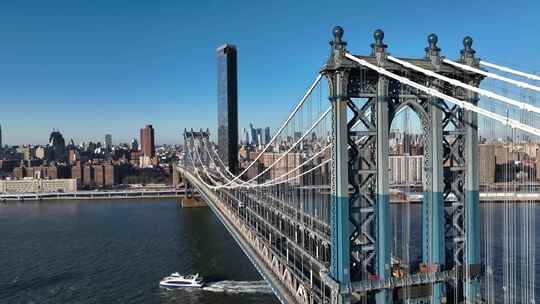 航拍纽约曼哈顿大桥城市地标建筑