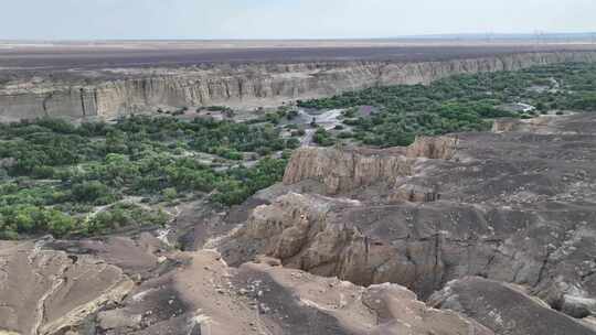 新疆克拉玛依白杨河大峡谷景区航拍自然风光