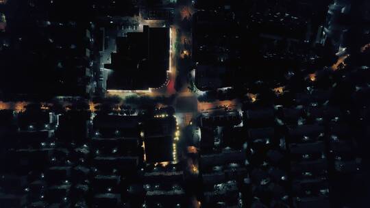 鸟瞰上海电影感城市夜景