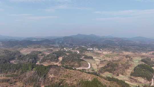 航拍山村梯田田园风光