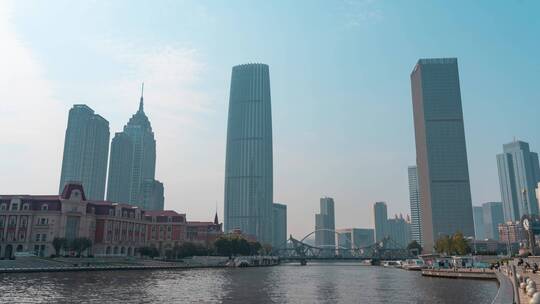 4K天津海湾风光城市地标延时摄影