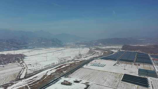 4K航拍北方雪景农村