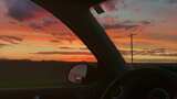 驾驶室看窗外黄昏夕阳，后视镜风景高清在线视频素材下载