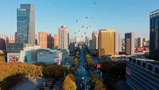 邯郸市人民路与中华大街交叉口视频素材模板下载