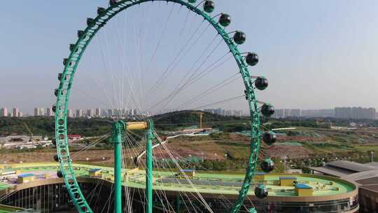 游乐园摩天轮高空鸟瞰全景