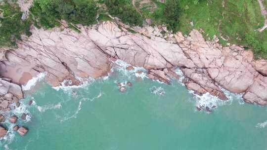 福建霞浦海岸礁石海浪风景航拍