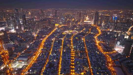 天津五大道夜景航拍视频素材模板下载