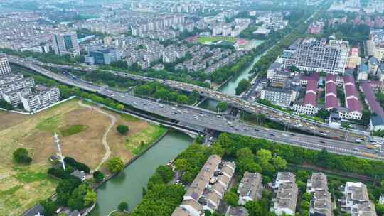 江苏苏州市姑苏区寒山寺风景风光航拍江南水视频素材模板下载