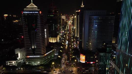 航拍福建福州城市风光夜景交通