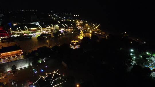 旅游景区湖南岳阳楼汴河街夜景灯光