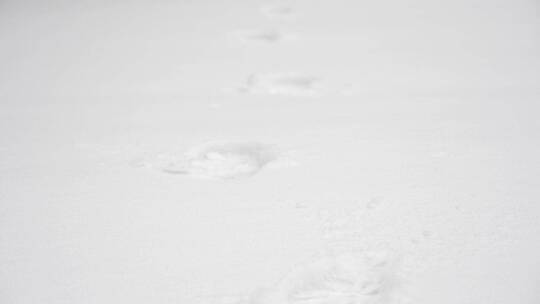 雪地脚步脚印特写素材