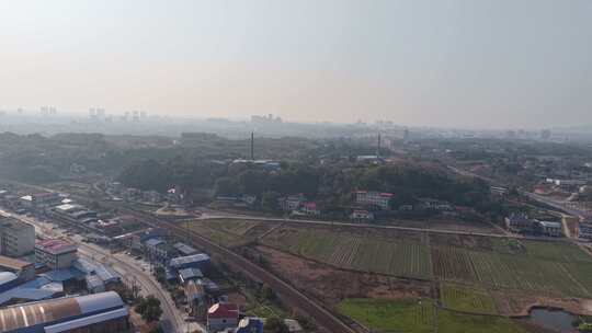 乡村景象的高空俯瞰全景