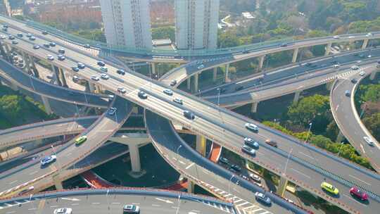 上海黄浦区延安东路立交桥车流城市风景视频