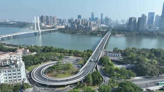 惠州市惠州大桥航拍合生大桥城市建筑风光
