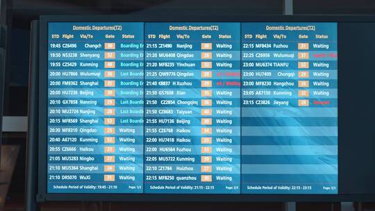 机场登机信息大屏视频素材模板下载