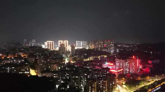 航拍四川自贡夜景自贡城市风光