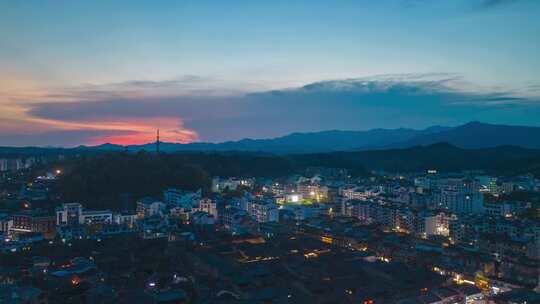 福建泰宁古城夜景延时航拍泰宁夜景