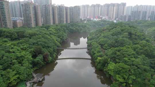 航拍衡阳平湖公园美景