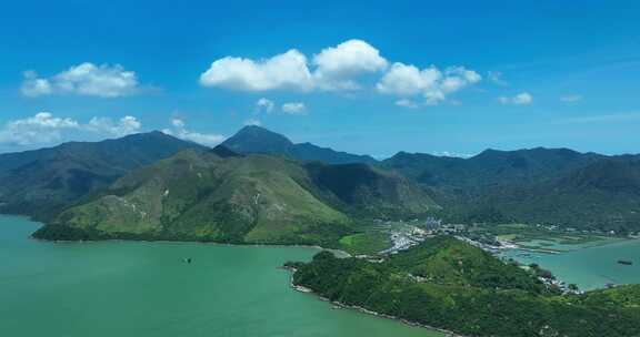 最新航拍香港大屿山海边渔村