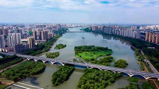 河南洛阳：晴天万里城市地标大景航拍