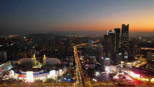 航拍福州城市夜景