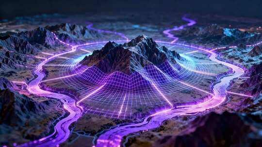 科幻风格山川地形光影特效