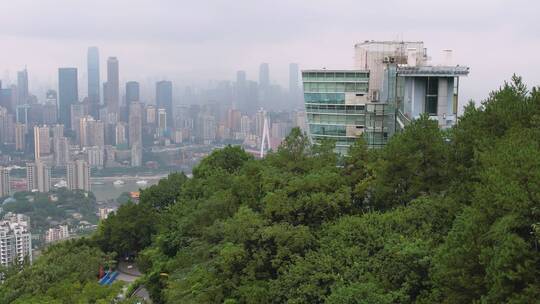 4k航拍阴雨天重庆主城区