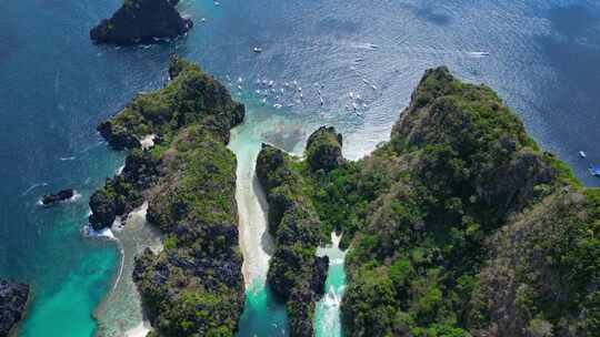 在El Nido， Ph的大小泻湖上俯瞰