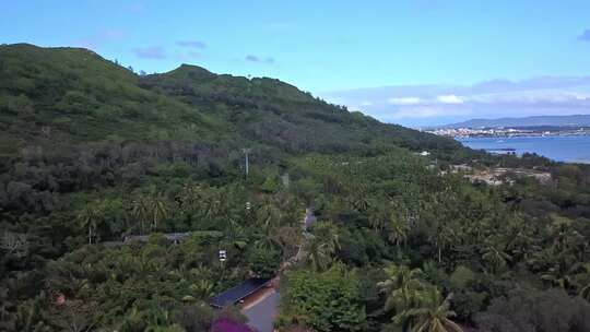 海南海岸线海边缆车风景航拍